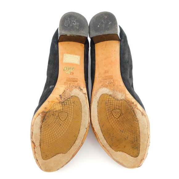 AGL Attilio Giusti Leombruni Black Suede Leather Cap Toe Block Heel Pumps 42 - Picture 7 of 10